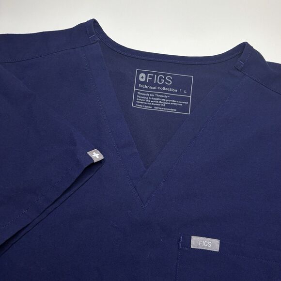 Figs Scrub Top Catarina One Pocket Scrub Shirt Women's Large - Navy Blue - Picture 1 of 8